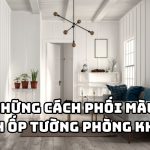 phối màu gạch ốp tường phòng khách