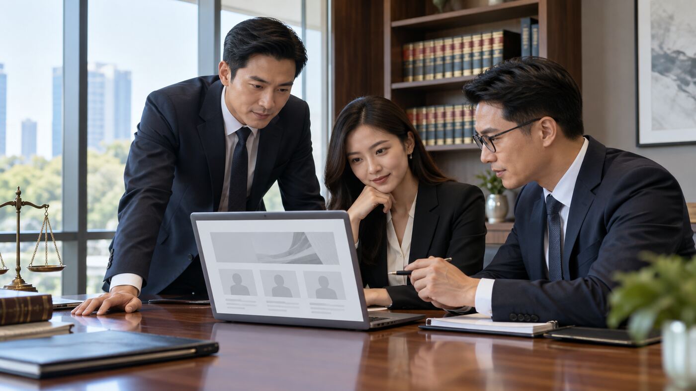 Góc làm việc minh họa chủ đề công ty thiết kế website công ty luật
